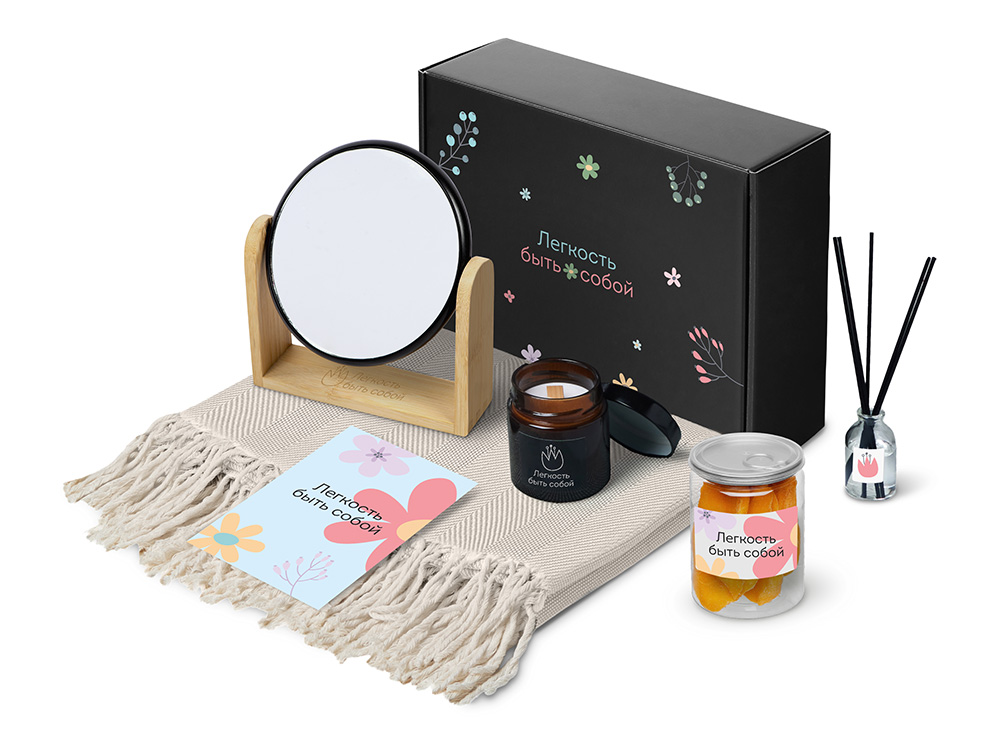 Подарочный набор Re:f. Shelter  с пледом, зеркалом, свечой и диффузором-0