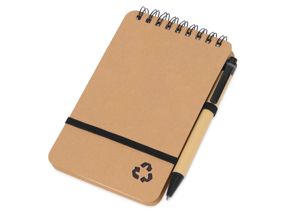 Набор канцелярский с блокнотом и ручкой Masai, 70 л. нелинованных, черный-0