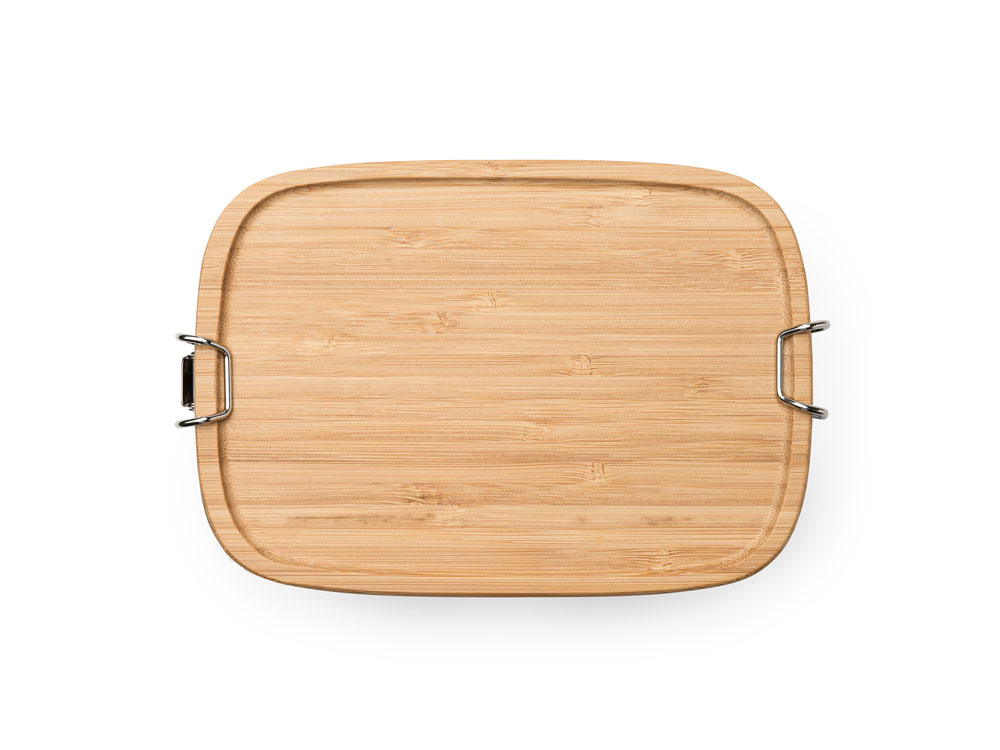 Ланч-бокс DAIKON из нержавеющей стали 304 с бамбуковой крышкой, серебристый/бежевый-6