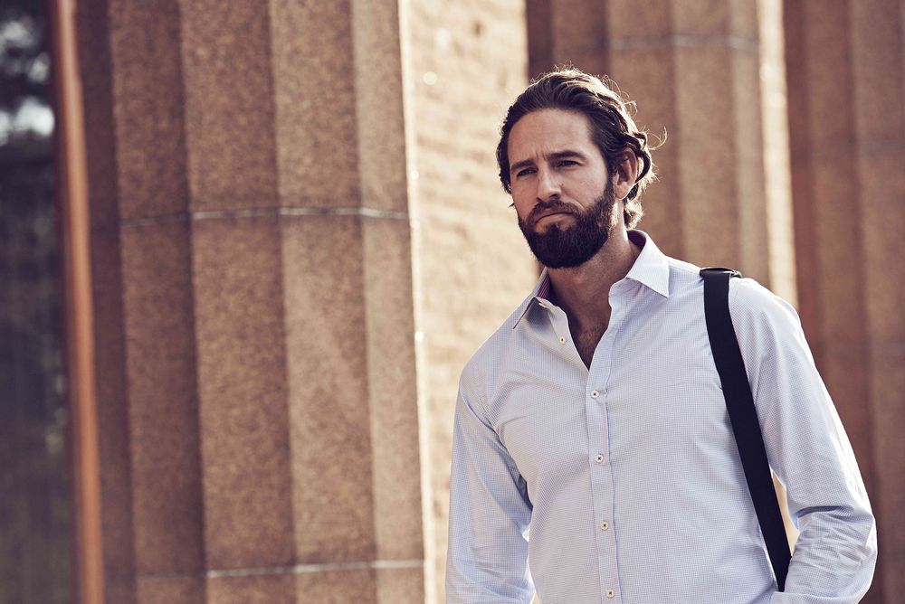 Рубашка мужская в клетку Tribeca, синяя-2