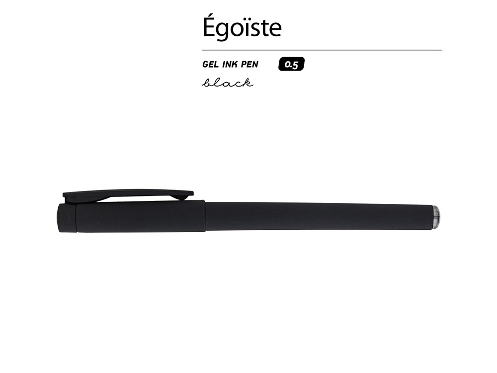 Ручка пластиковая гелевая Egoiste Black под персонализацию, черные чернила, черная-1