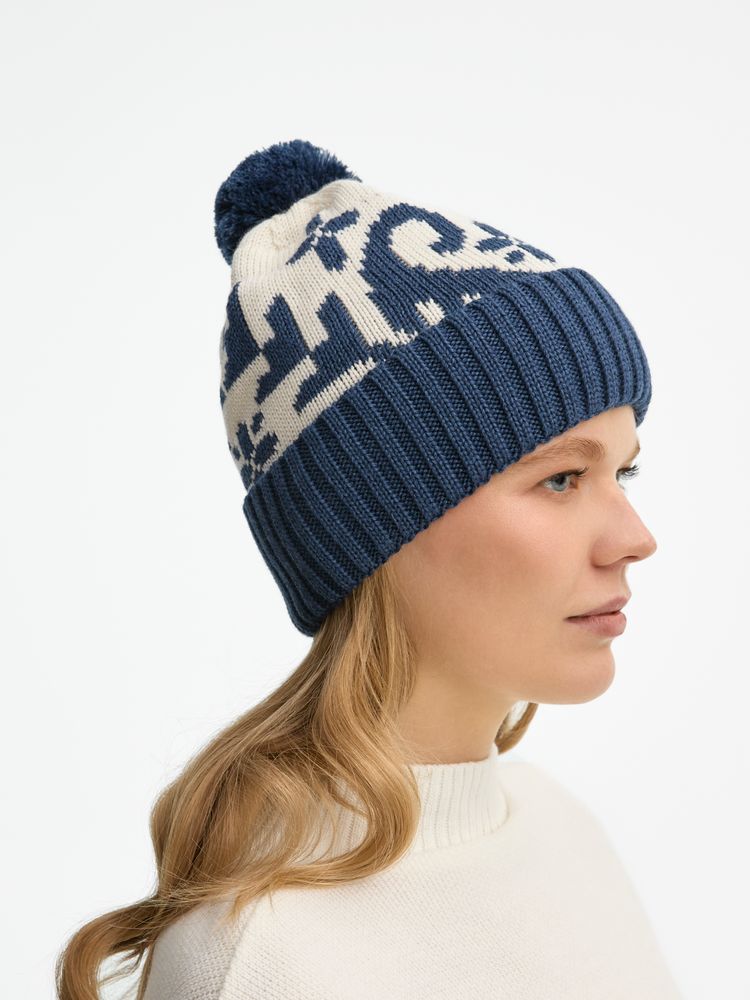 Шапка Wintertude, синяя с белым-4
