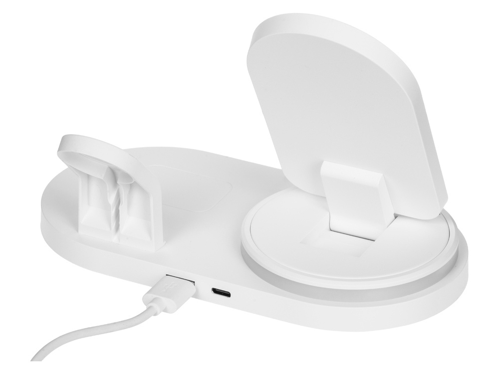 Складная зарядная станция с беспроводной зарядкой Flashport, 15 Вт, белый-5