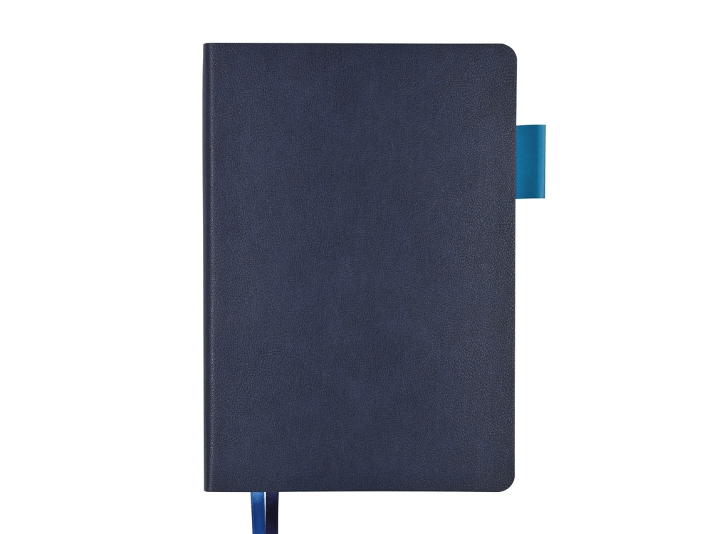 Ежедневник А5 датированный Boston 2026, темно-синий с голубым обрезом-1