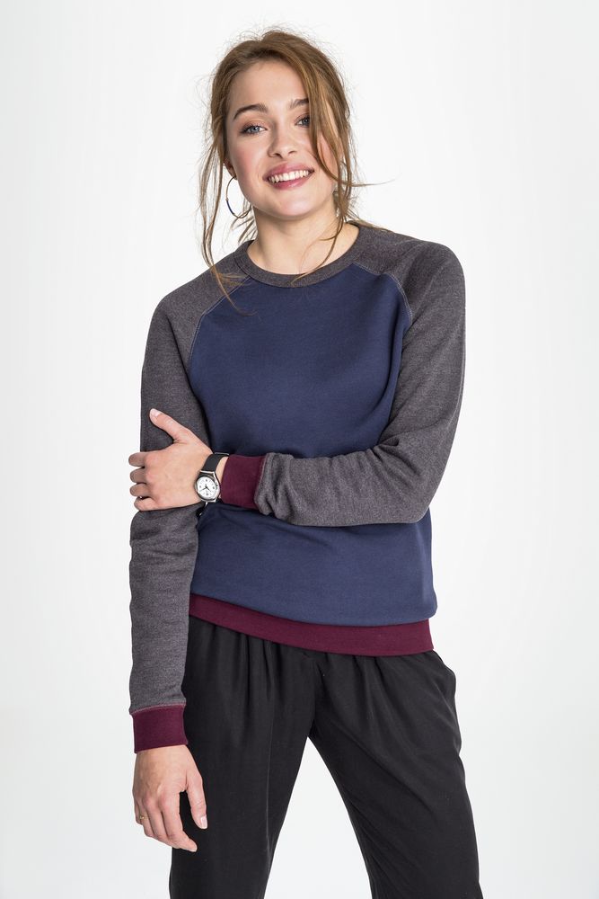 Толстовка унисекс Sandro, синяя с черным меланжем-2