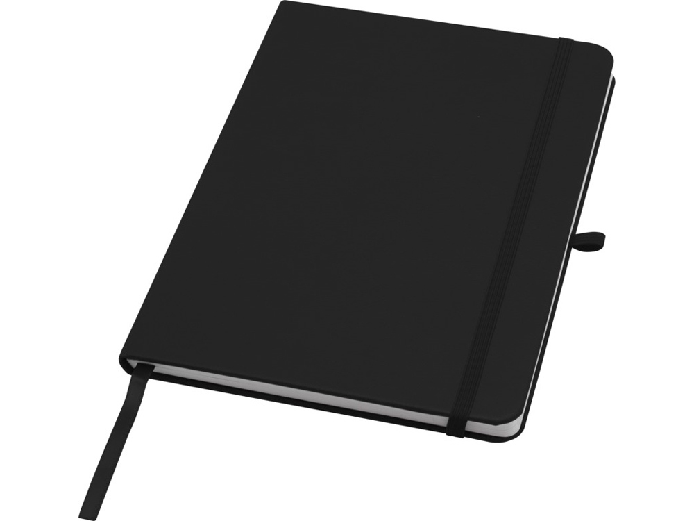 Teak блокнот А5 из переработан. материала в твердой обложке с линован. страницами - сплошной черный-0