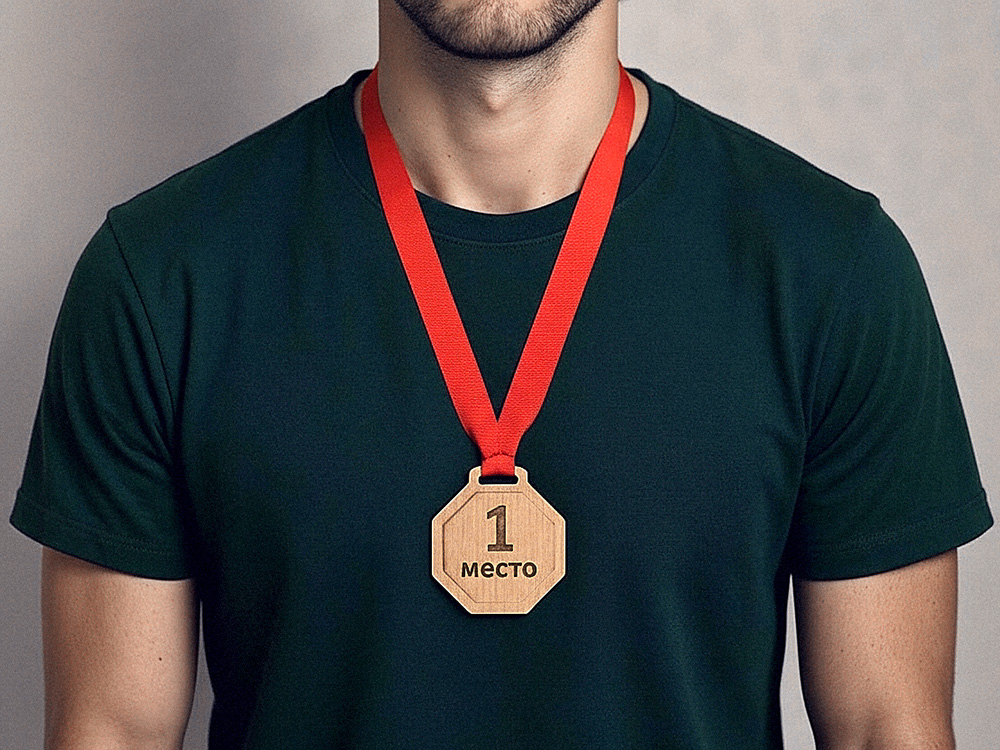 Медаль из бука Octagon, ромб-6