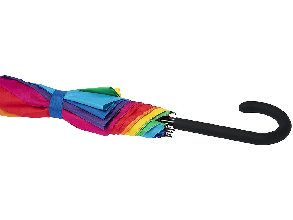 23-дюймовый ветрозащитный полуавтоматический зонт Sarah,  радужный-5