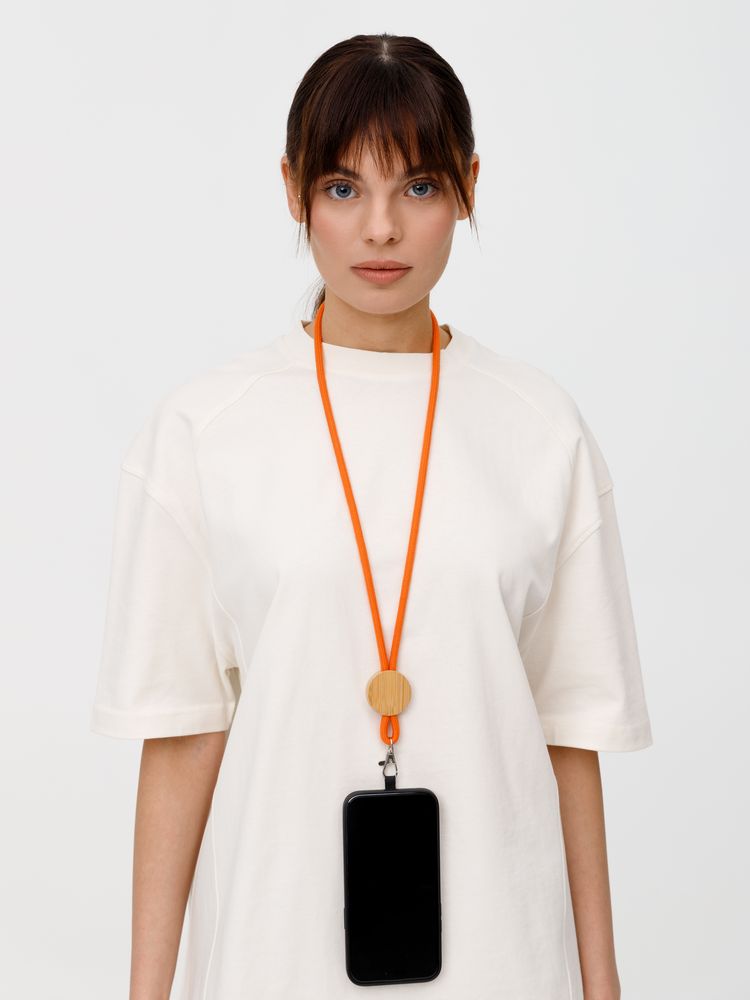 Шнурок для бейджа Tube Wood, оранжевый-4