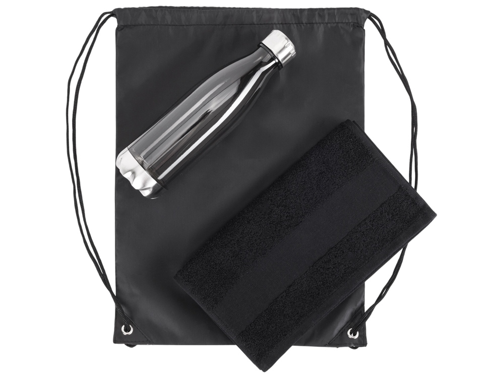 Спортивный набор с бутылкой и полотенцем Beginner, черный-1