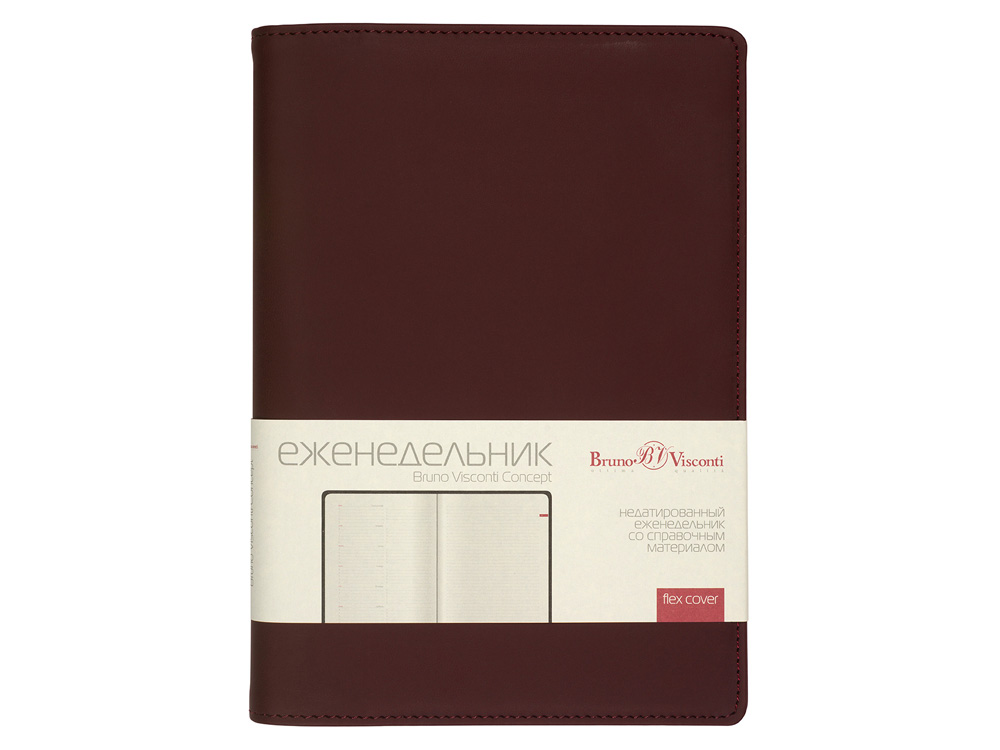 Еженедельник недатированный А5 Concept, бордовый-2
