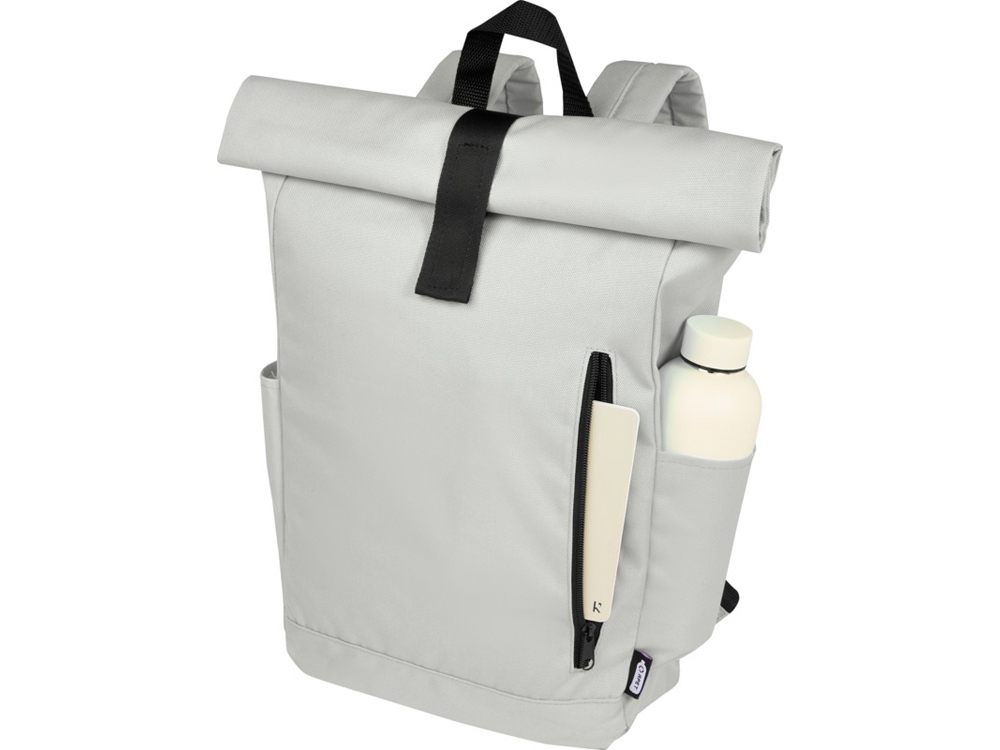Рюкзак Byron 15,6 объемом 18 л со скручиваемым верхом, изготовленный из переработанного ПЭТ по стандарту GRS, светло-серый-3