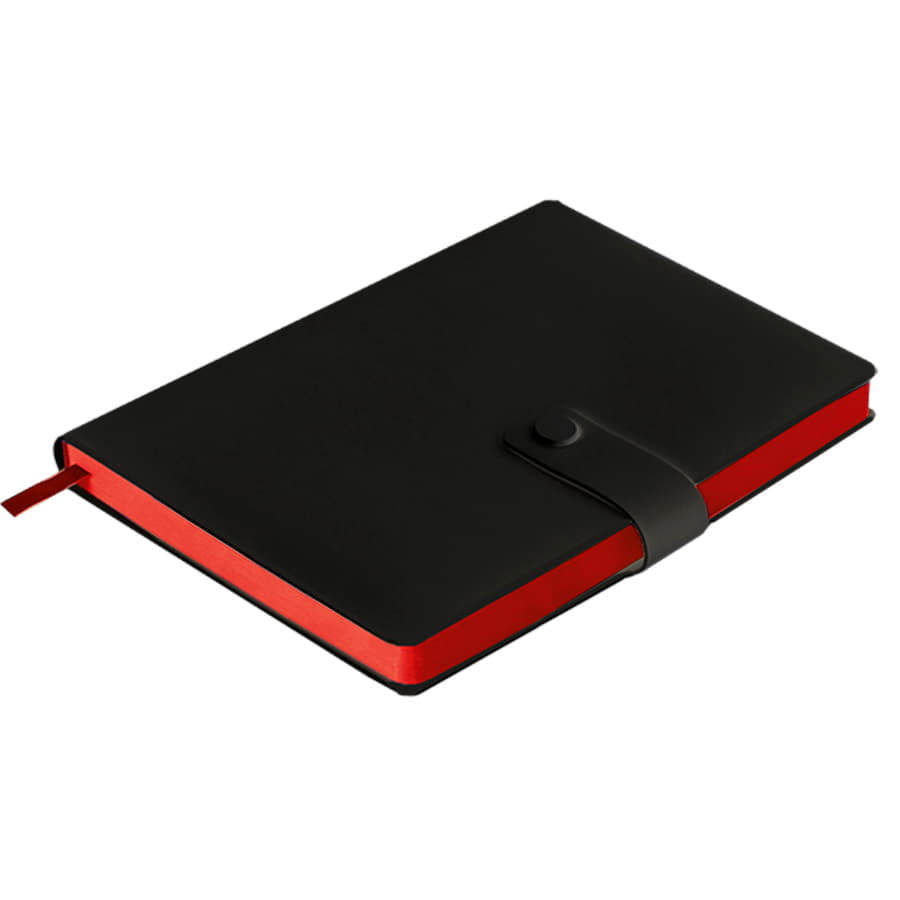 Ежедневник недатированный Stellar, А5, черный, кремовый блок  в линейку, с красным обрезом, черный, красный-6