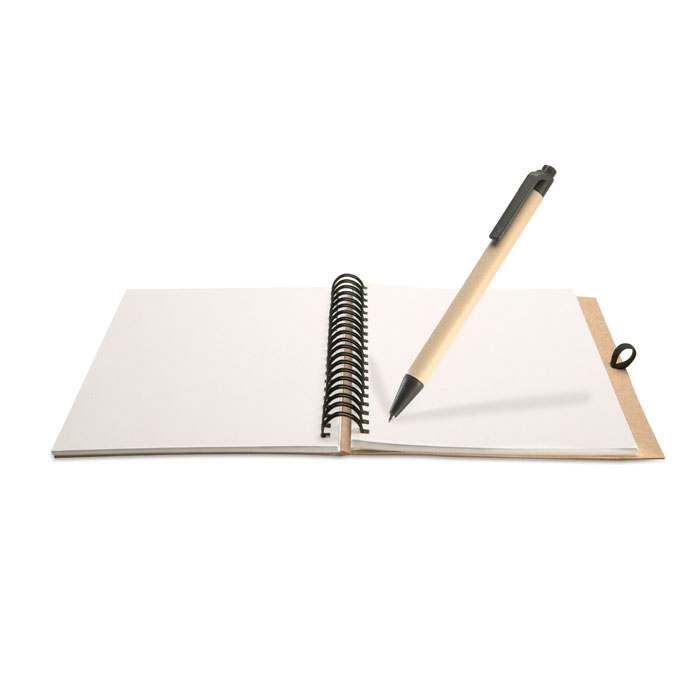 Блокнот с ручкой, бежевый-4