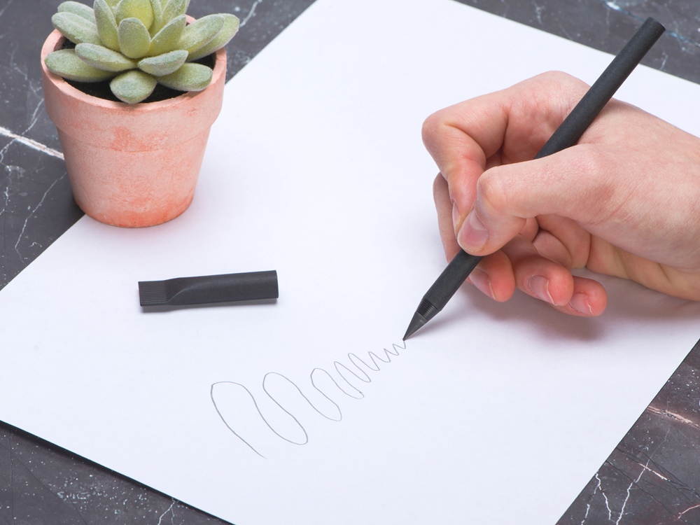 Вечный карандаш из переработанной бумаги Recycled pencil, черный-3