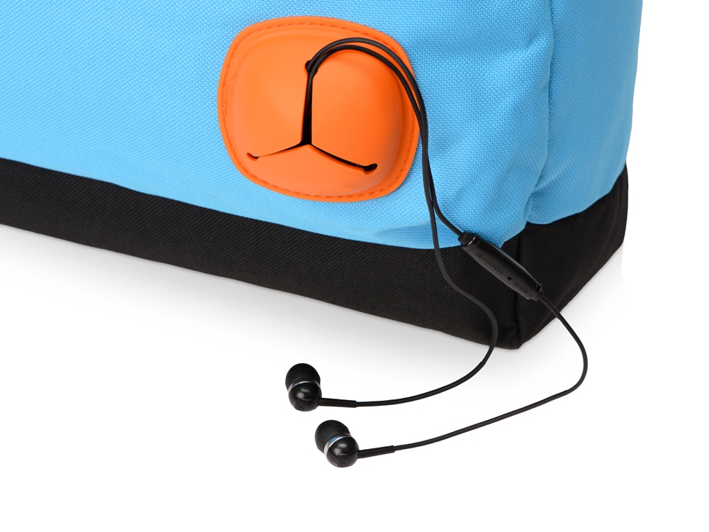 Рюкзак Chap с люверсом из полиэстера (600D), черный/голубой-4