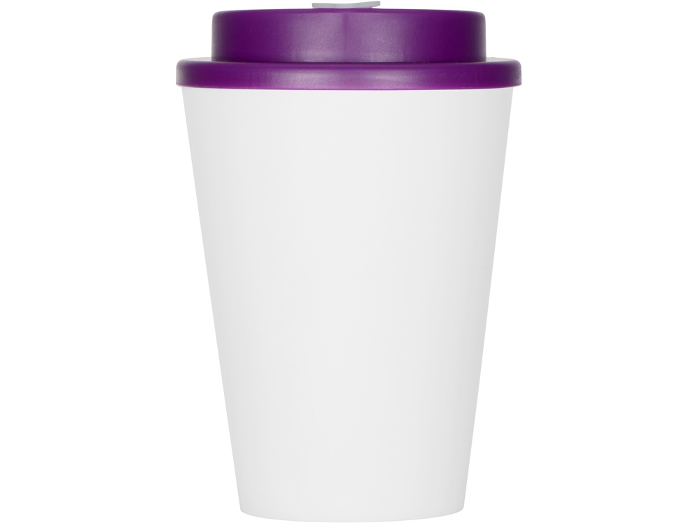 Пластиковый стакан Take away с двойными стенками и крышкой с силиконовым клапаном, 350 мл, белый/фиолетовый-3