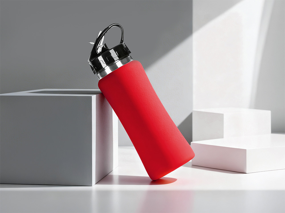 Бутылка для воды Bottle C1, сталь, soft touch, 600 мл, красный-0