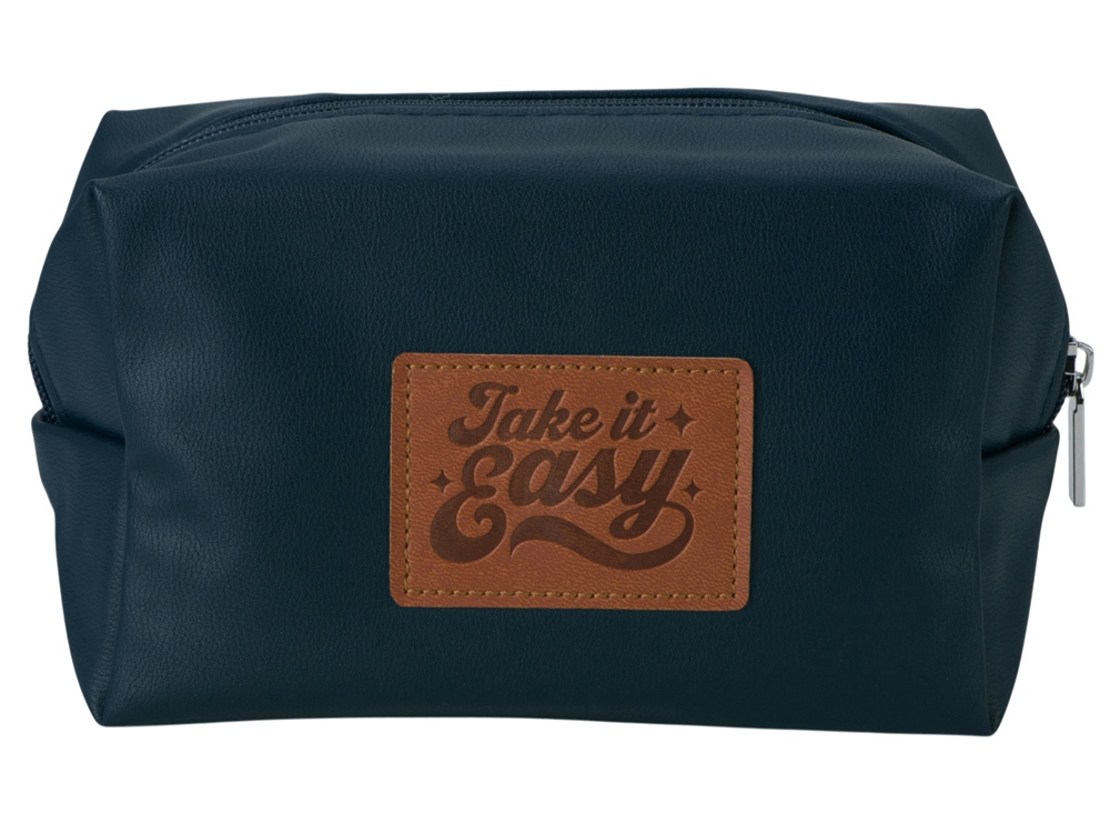 Косметичка из эко-кожи Enio, темно-синий (патчи)-0