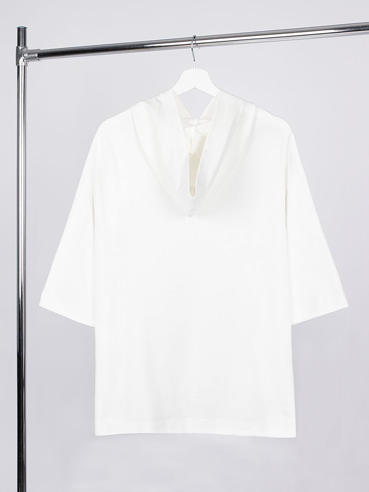 Футболка оверсайз унисекс с капюшоном Neofit, молочно-белая-3