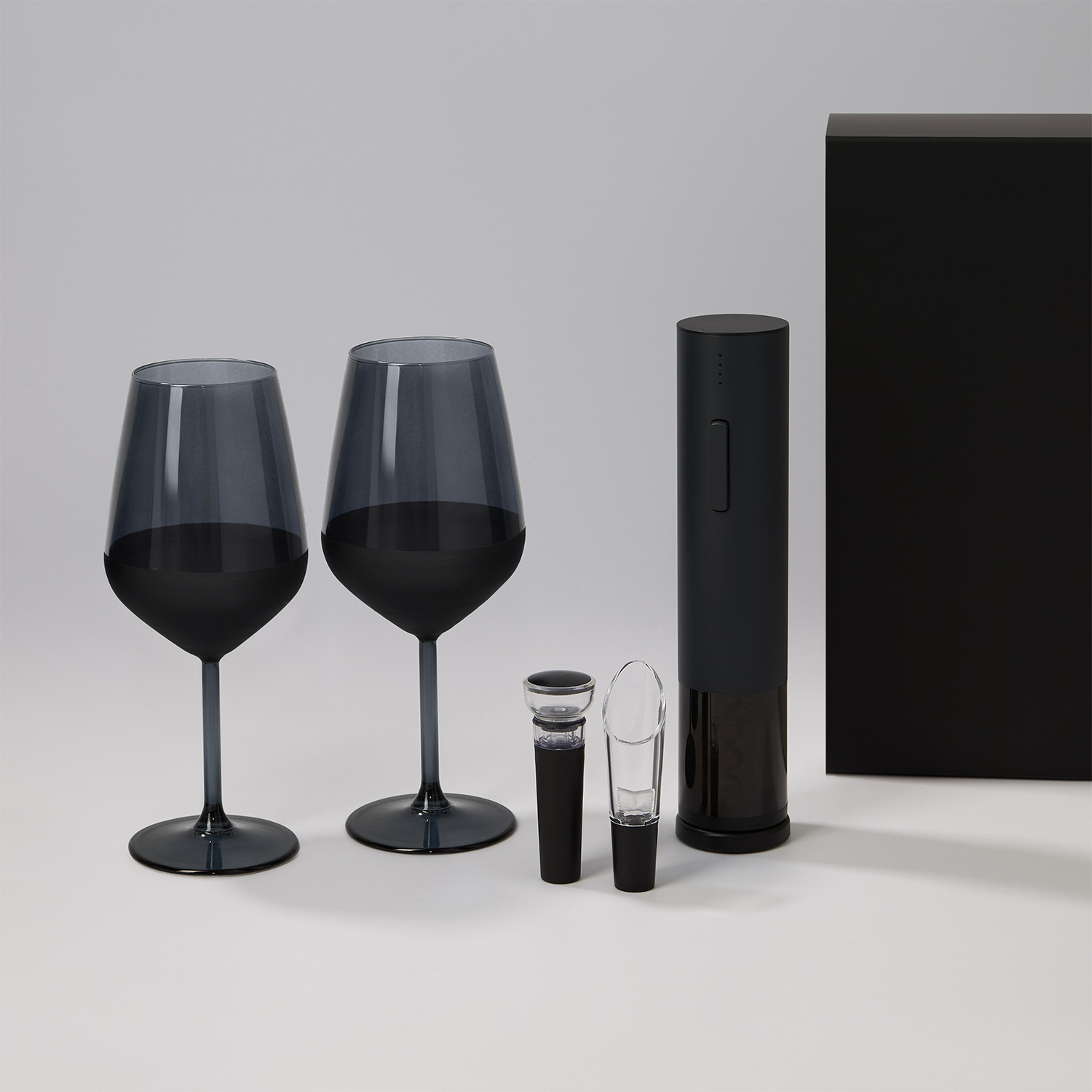 Подарочный набор 2 бокала для вина Блэк Эдишн (Black Edition) + набор для вина Сакраменто (Sacramento) в черной коробке-0