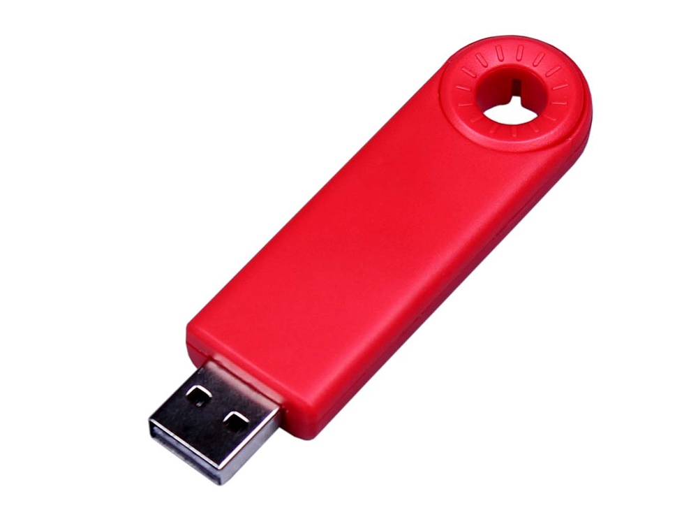 USB-флешка промо на 64 Гб прямоугольной формы, выдвижной механизм, красный-0