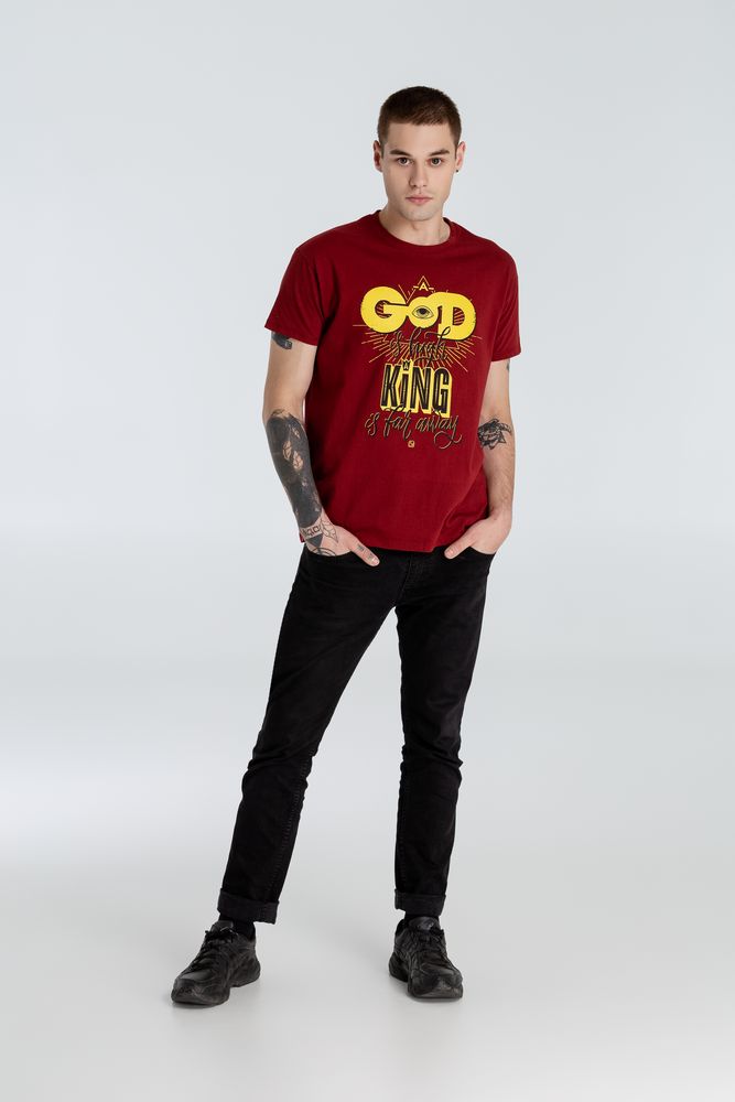 Футболка A God is High, гранатово-красная-3