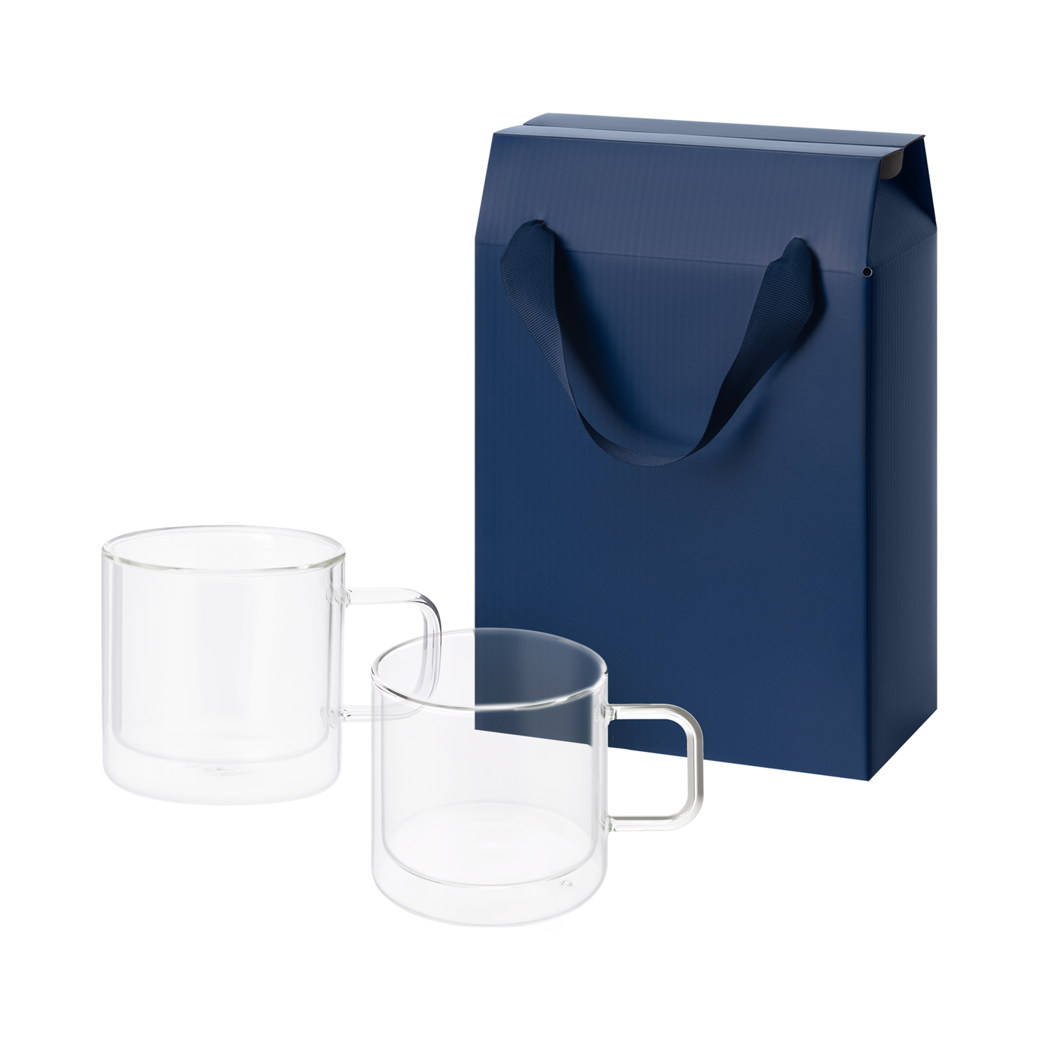 Подарочный набор 2 стеклянные кружки Luna в коробке-пакете-0