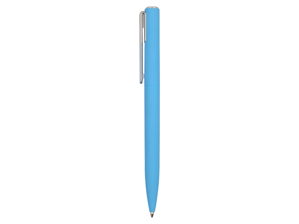 Ручка шариковая пластиковая Bon с покрытием soft touch, голубой-2