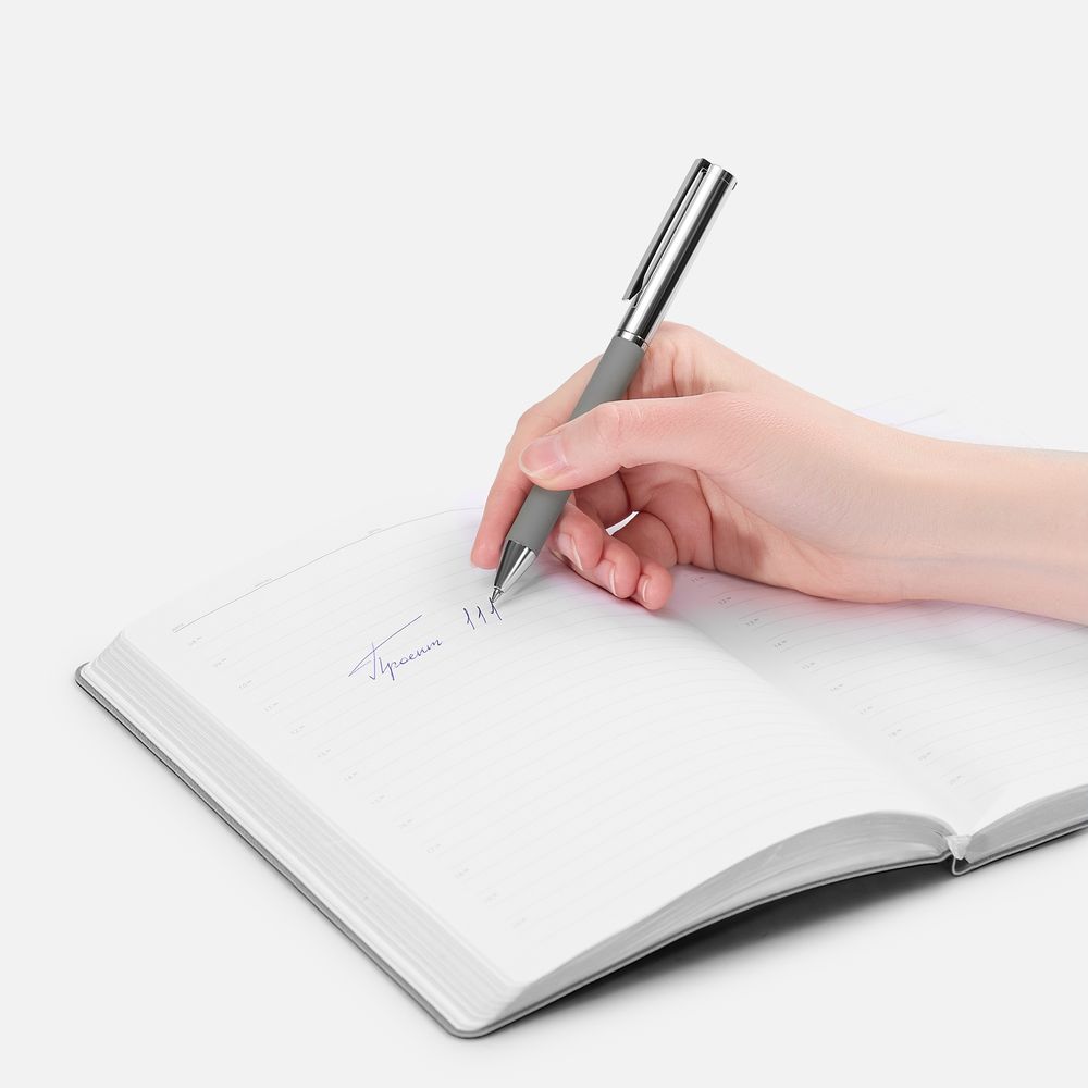 Ручка шариковая Eyeshot Soft Touch, серая-4