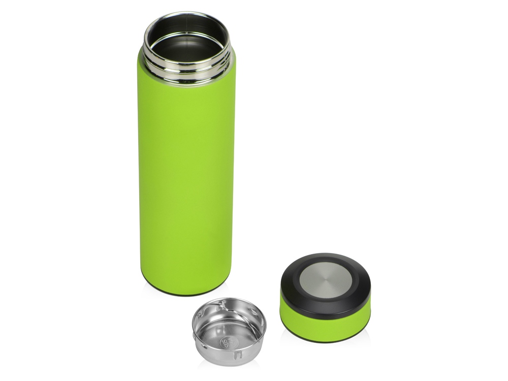 Термос Confident с покрытием soft-touch 420мл, зеленое яблоко-1