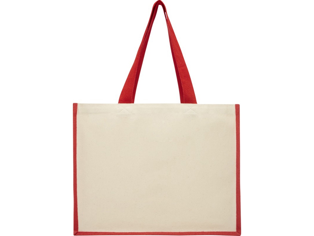 Сумка-тоут Varai для покупок из холщового хлопка и джута (плотность 320 г/м2), красный-2