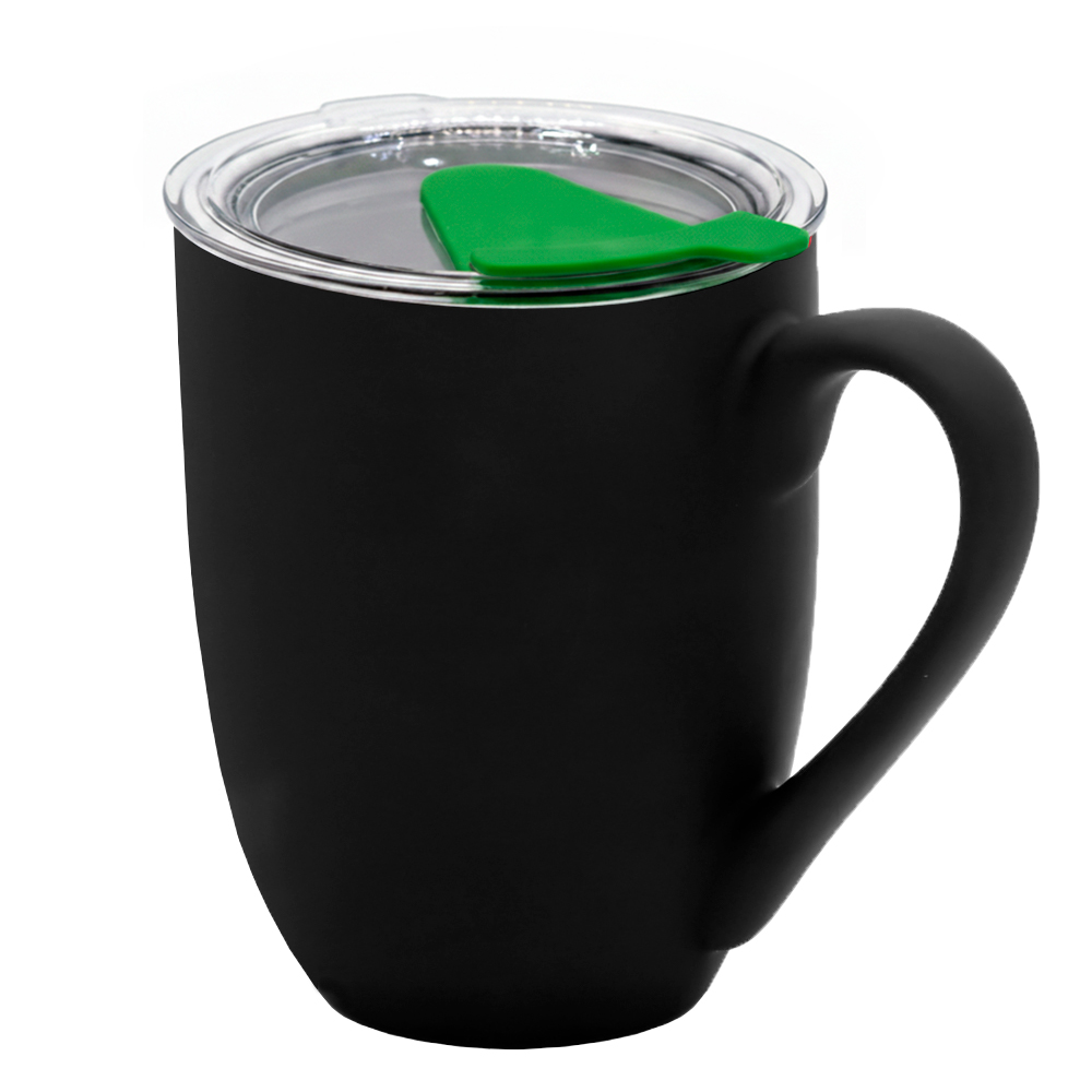 Кружка с крышкой Velvet Duo, Черный/Зелёный-0