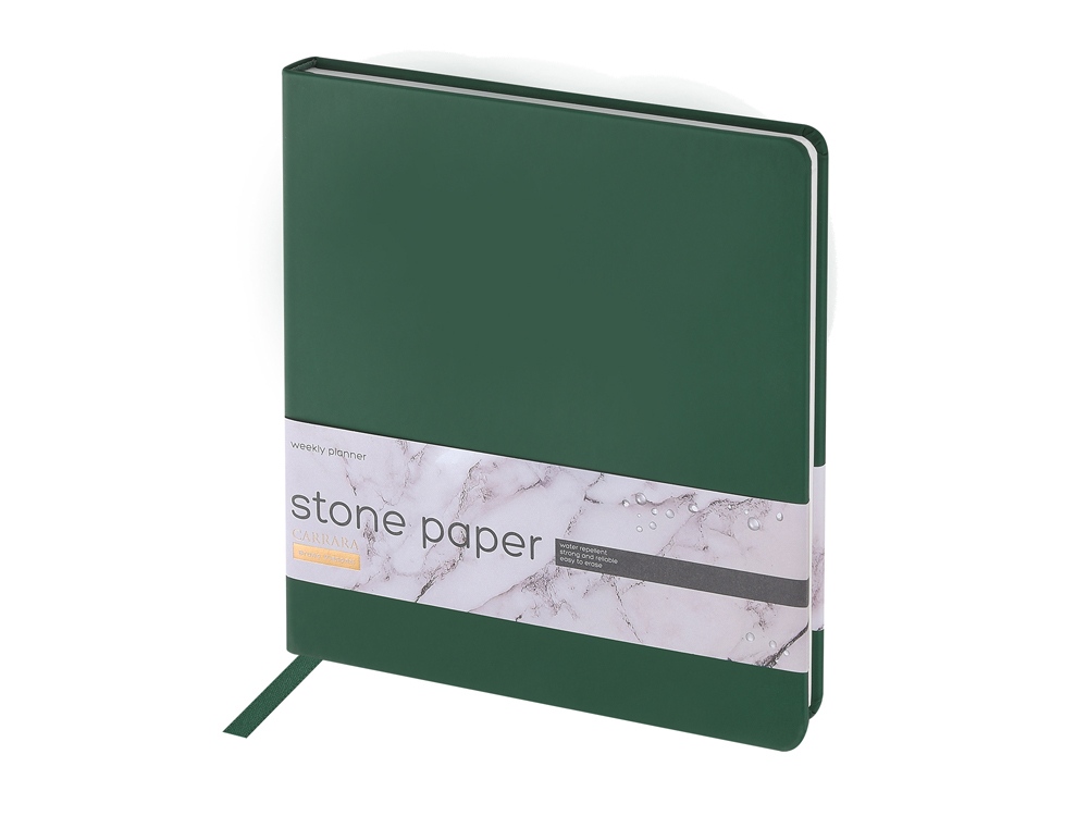 Еженедельник с каменной бумагой А5+ Carrara, зеленый-0