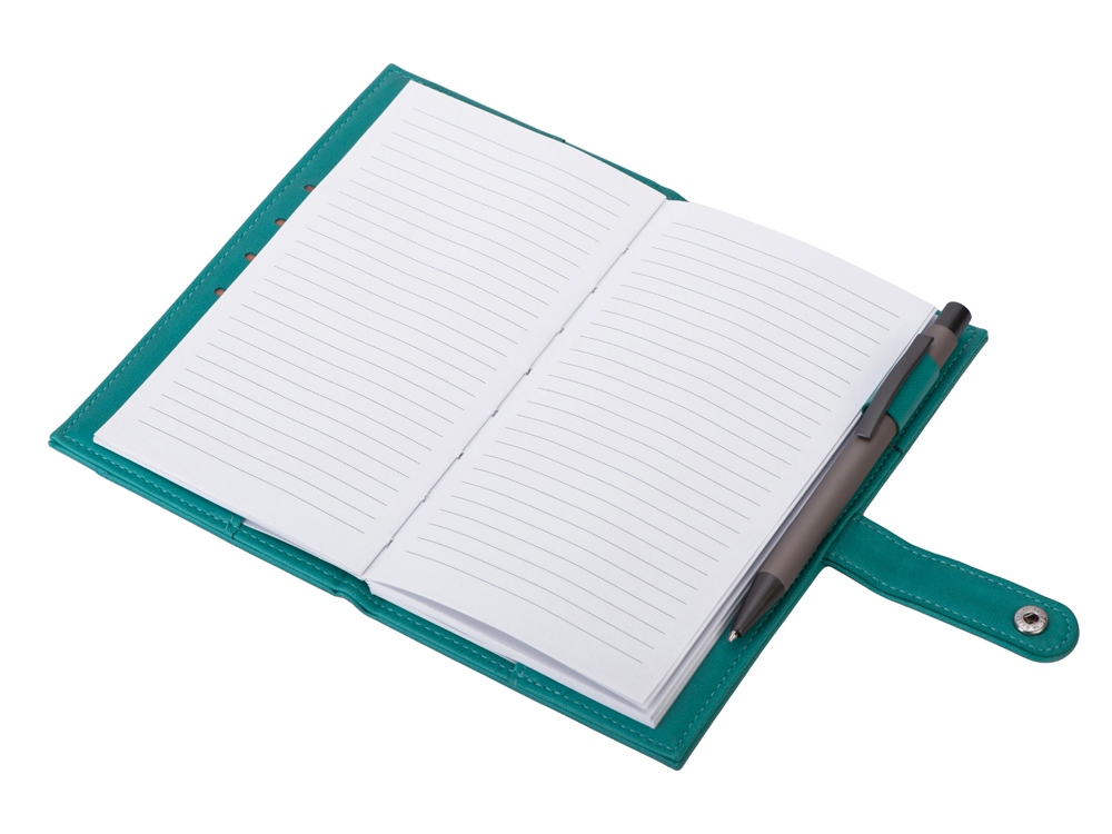 Блокнот-кошелек с сменным блоком А6 Wall Street, 64 листа, бирюзовый-4