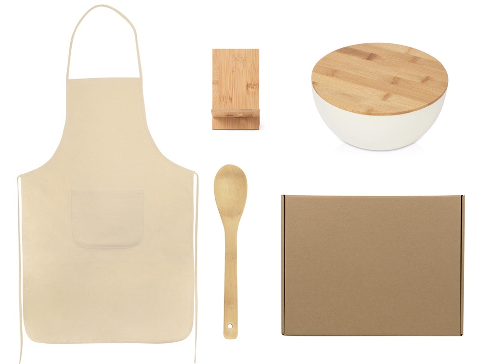 Подарочный набор с салатником, фартуком и подставкой-0