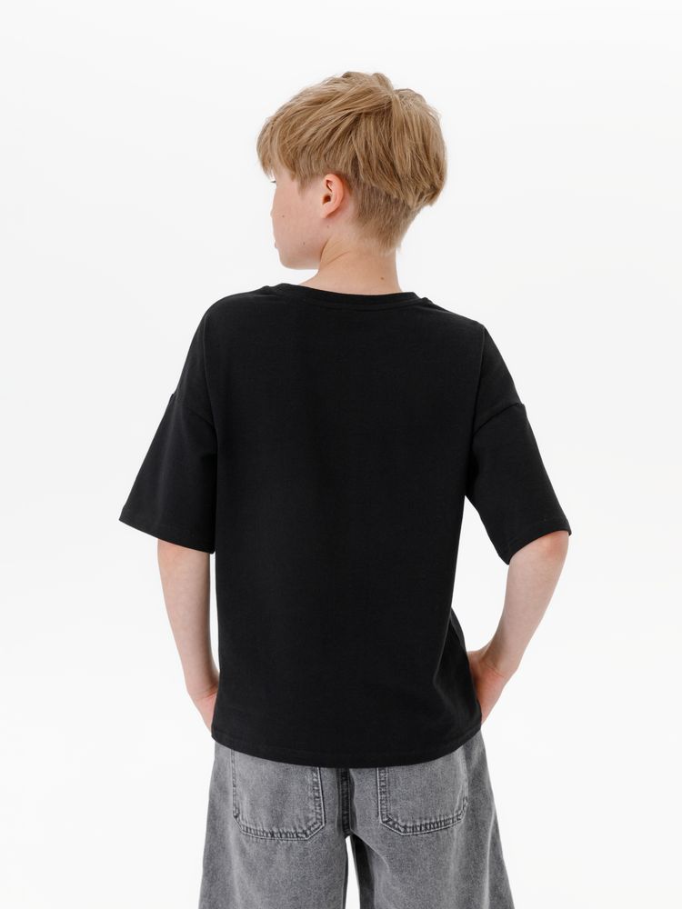 Футболка детская оверсайз Teezer, черная-6