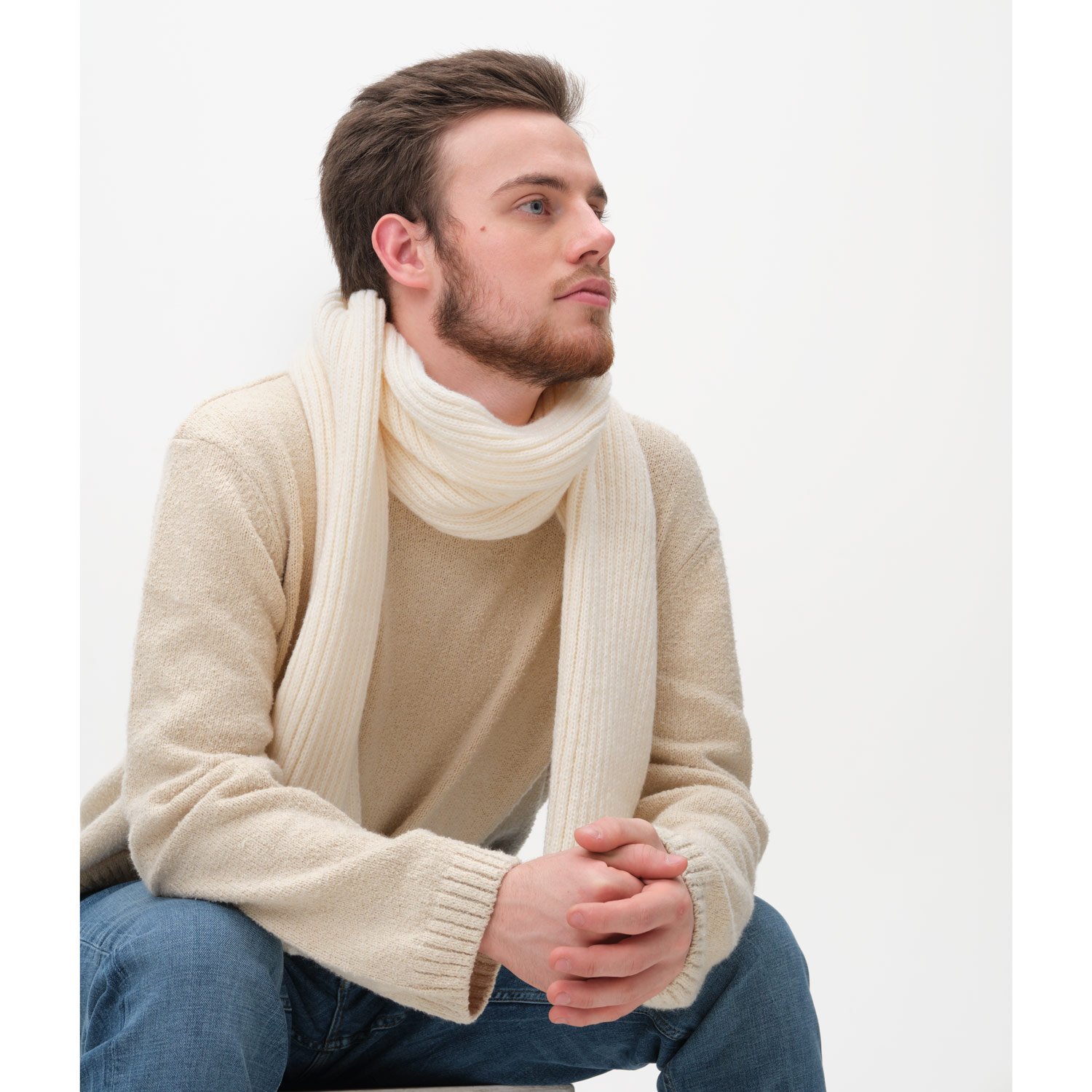 Шарф Forges вязаный, бежевый-1