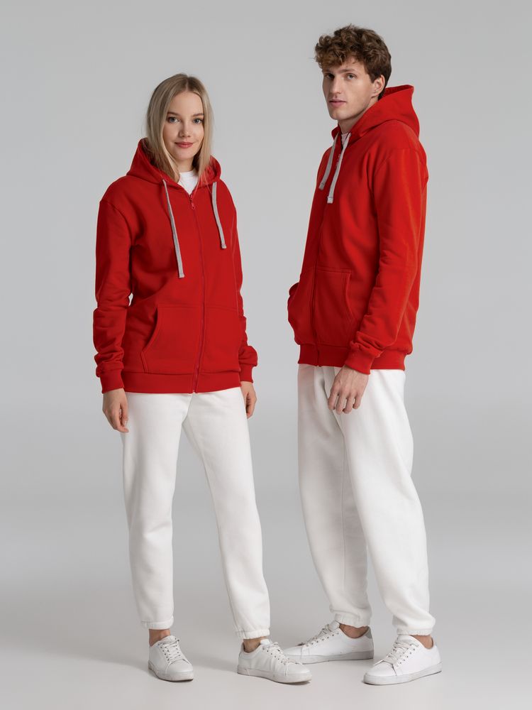 Толстовка на молнии с капюшоном Unit Siverga Heavy, красная-8