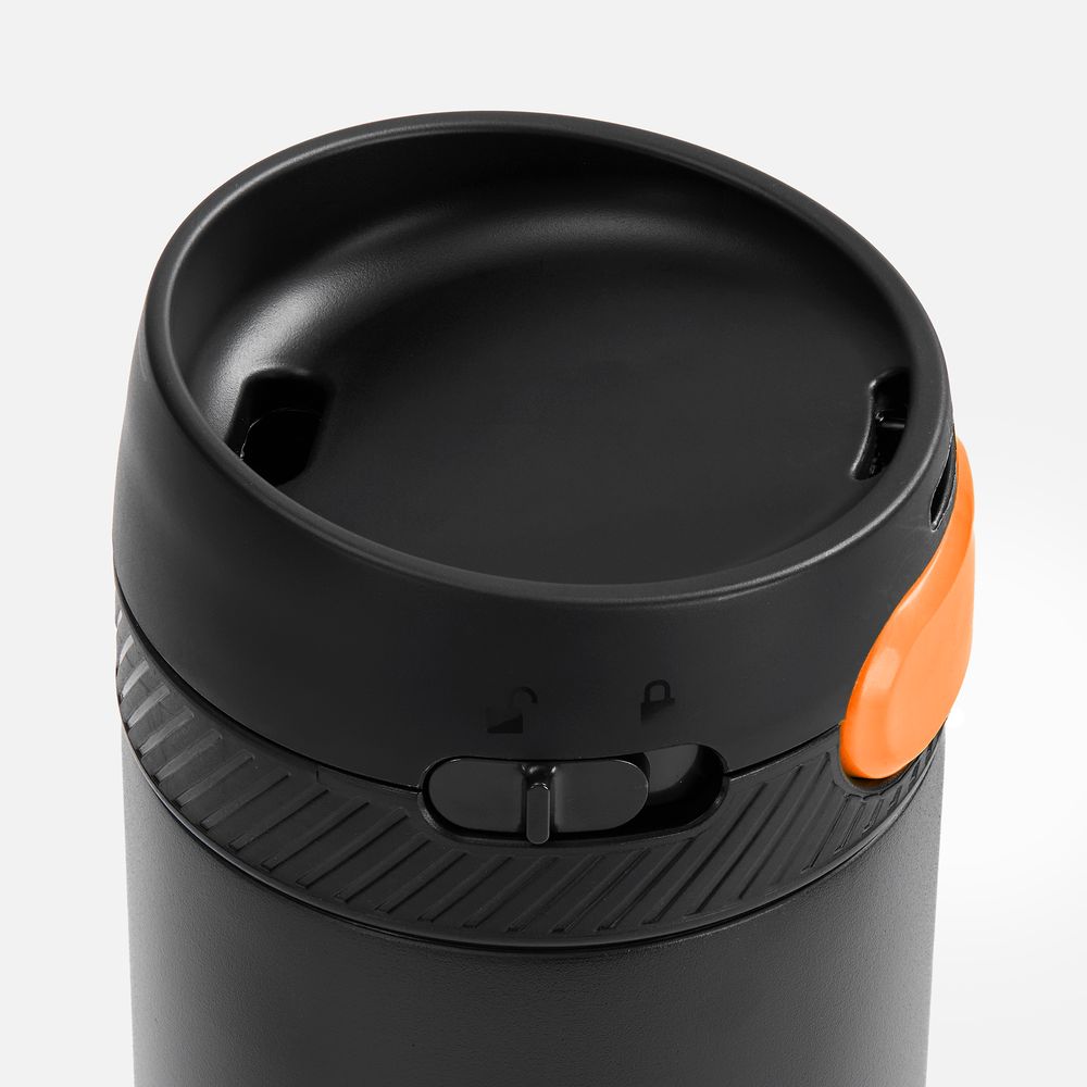 Термостакан X1 с цветной кнопкой, черный с оранжевым-1