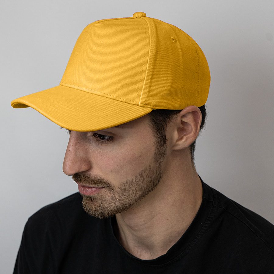 Бейсболка BOSTON, 5 клиньев, металлическая застежка, желтый-1