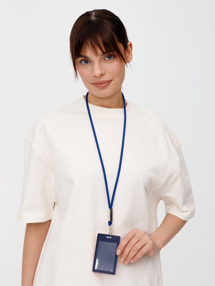 Шнурок для бейджа Tube Metal, синий-3