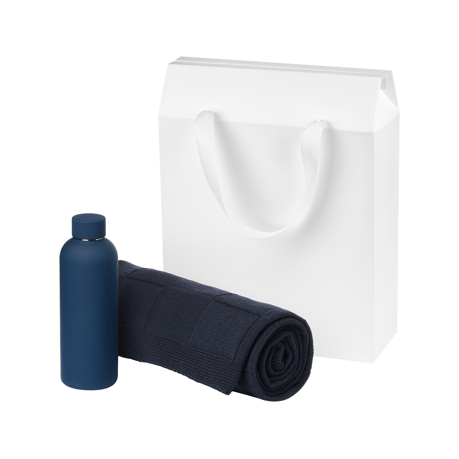 Подарочный набор Prima, синий (термобутылка, плед)-0