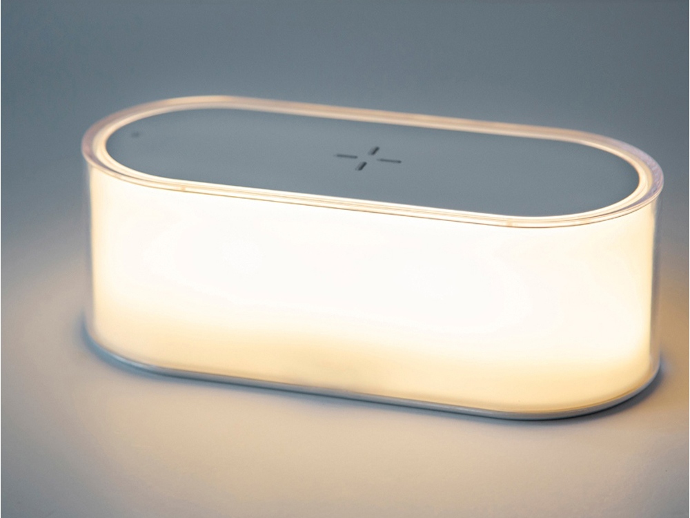 Ночник с беспроводной зарядкой и RGB подсветкой Miracle, 15 Вт, белый-12