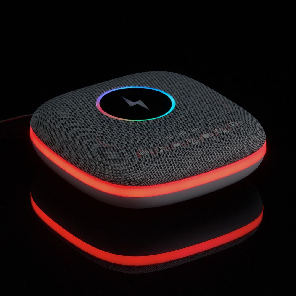 Bluetooth-колонка с беспроводной зарядкой и подсветкой Terrafonic, серая-5