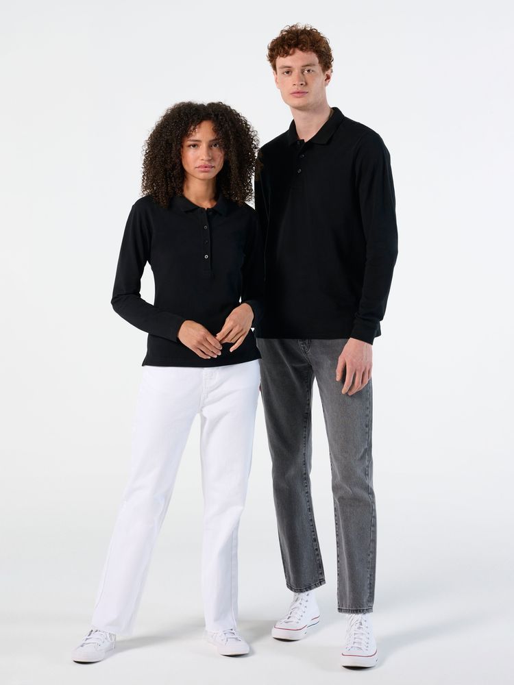 Рубашка поло мужская с длинным рукавом Winter II 210 черная-5