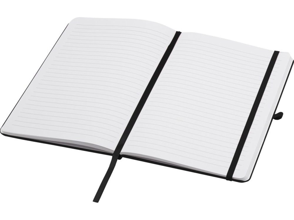 Teak блокнот А5 из переработан. материала в твердой обложке с линован. страницами - сплошной черный-3