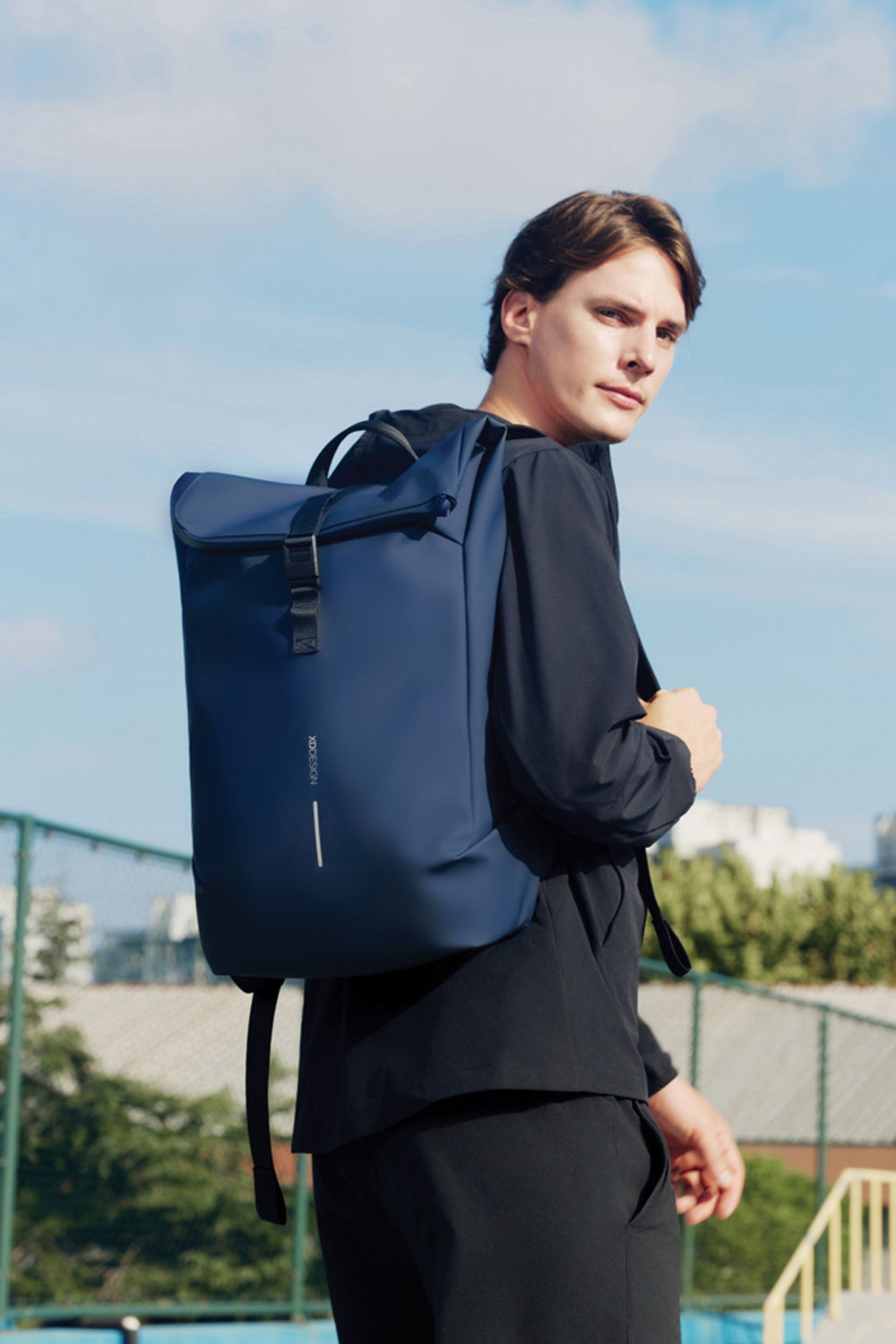 Антикражный водонепроницаемый рюкзак Urban Flap-Top, темно-синий-10