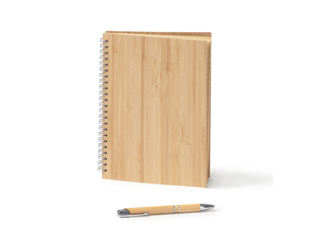 Набор GALA: блокнот А5, ручка шариковая, бамбук, бежевый-0