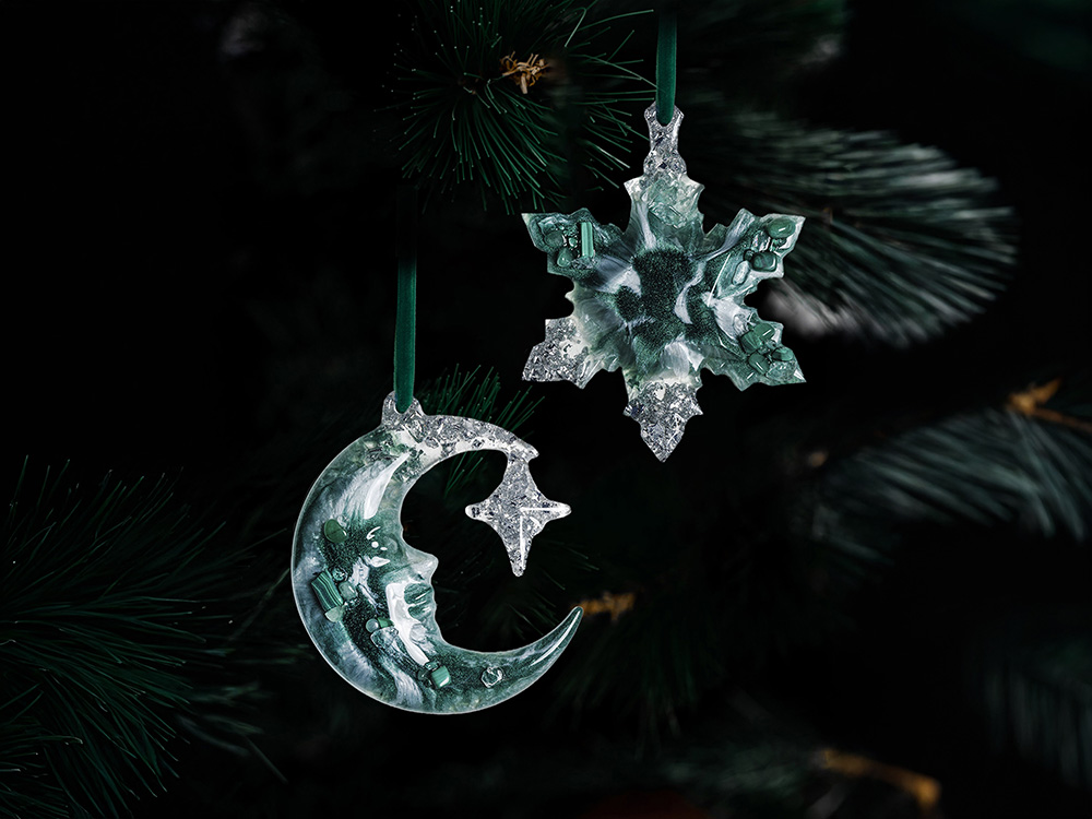Елочные игрушки (Полумесяц+Снежинка) Авантюрин зеленый-4